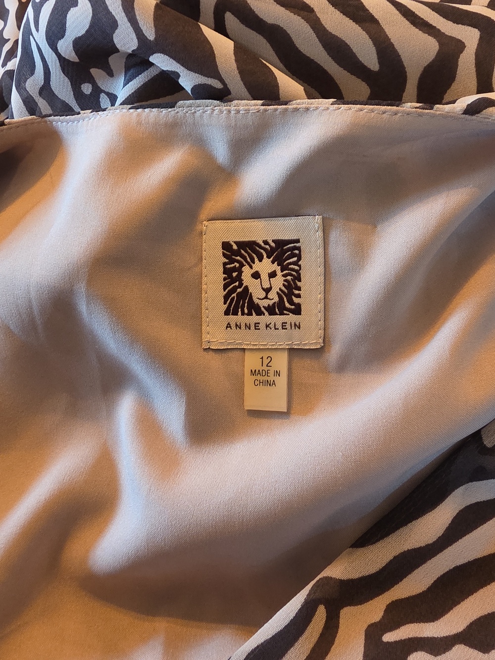 Anne Klein Zebra Print Midi Dress Sleeveless Lined Fit Flare 12 - Picture 5 of 5